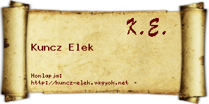 Kuncz Elek névjegykártya